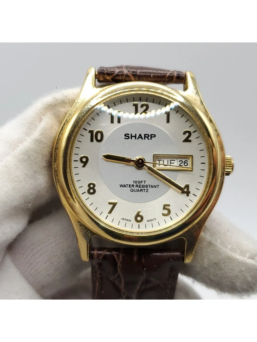 Sharp Analog Men's 37mm Watch Day/Date Silver Dial New Battery